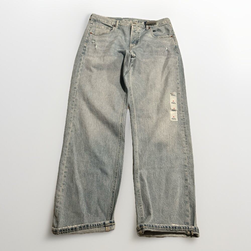 WMS Old Navy Slouchy Straight Leg Mid Rise Blue Jeans Size 6 NEW Retail $45